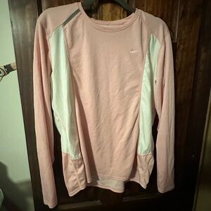 Nike Pink and White Long Sleeve Teck Top XL